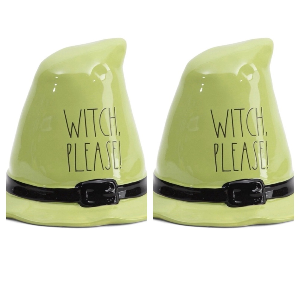 RAE DUNN NEW Lot of 2 Green Witch Hat Decor 7” Ceramic